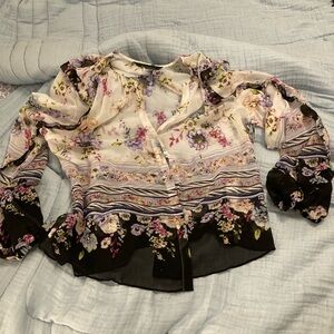 White House Black Market sheer floral blouse - never worn